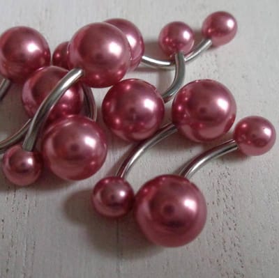 Aramat Jewels | Navelpiercings | Mooie Donker Roze Parel Navelpiercing | | | |8mm | Staal | Volwassenen | Verkleurd niet