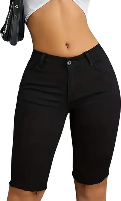 Livano Korte Broek Dames - Spijkerbroek - met Zakken - Volwassenen - Jongens - Shorts - Zwart - Maat M