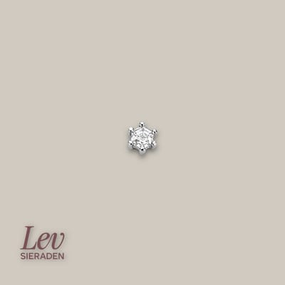 Lev Sieraden - Hexagon cut Zirkonia Labret piercing - Gerhodineren 925 zilver