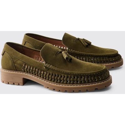 Loafer Met Imitatiesuède Weefsel En Track-zool | Olive | Size 42