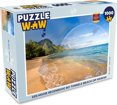 Puzzel Een mooie regenboog bij Tunnels Beach op Hawaii - Legpuzzel - Puzzel 1000 stukjes volwassenen