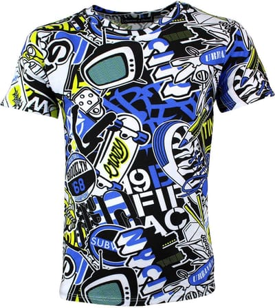 S&C Shirtje Brooklyn Kids & Kind Jongens Wit, Blauw, Groen, Geel - Maat: 98/104