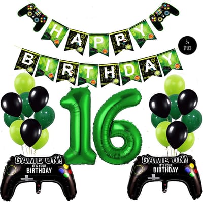 Snoes Mega Game Gamers Helium Verjaardags Ballonnen Feestdecoratie Green Cijfer Ballon nr 16