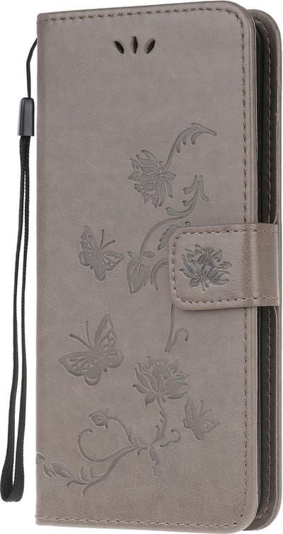 Coverup Bloemen & Vlinders Book Case - Geschikt voor Motorola Moto G9 Play / E7 Plus Hoesje - Grijs