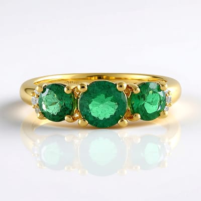Cavill - Zilveren ring 18K goud verguld - Groene Apatiet 1,53 ct met zirkonen - Elegante ronde edelstenen - Madagaskar stijl
