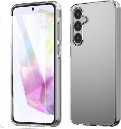 NUVEX Doorzichtig Hoesje Geschikt voor Samsung Galaxy A35 Transparant Telefoonhoesje - Anti-Shock Clear Case Cover met 1x Screenprotector