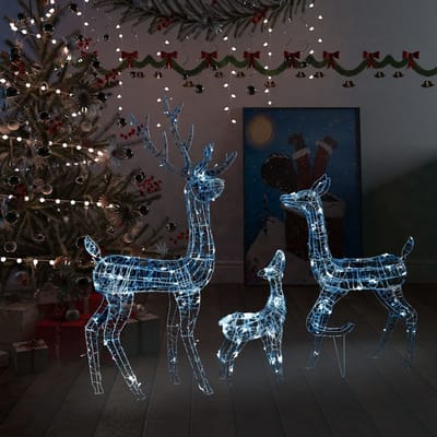 vidaXL - Kerstversiering - rendierfamilie - 300 - LED's - koudwit - acryl