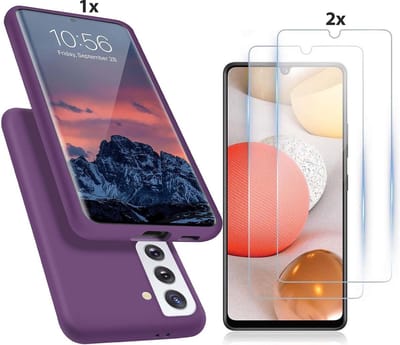 Hoesje Geschikt Voor Samsung Galaxy S21 Hoesje Soft Nano Silicone Backcover Gel Paars Met 2x Glazen Screenprotector