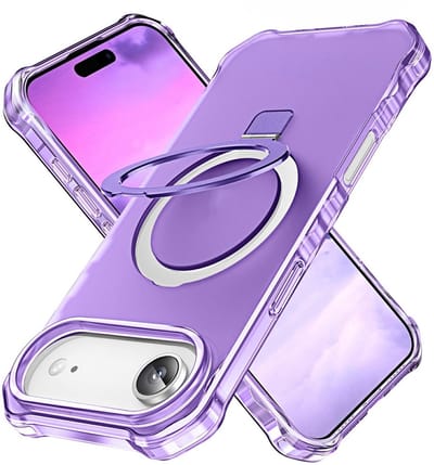 Coverup Hoesje - Geschikt voor iPhone Air Hoesje - Coverup ShockProof TPU Back Cover met MagSafe Compatible Ring Kickstand - Paars