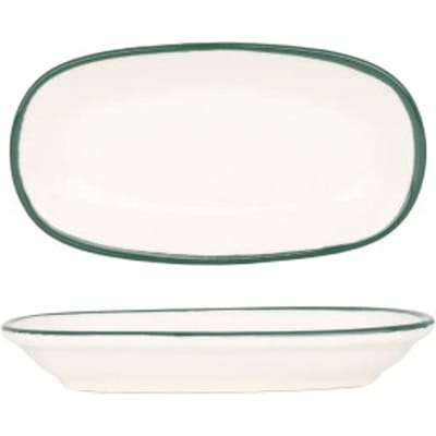 Rinart Serveerschaal - Green Edge - Porselein - 16x9 cm - set van 2