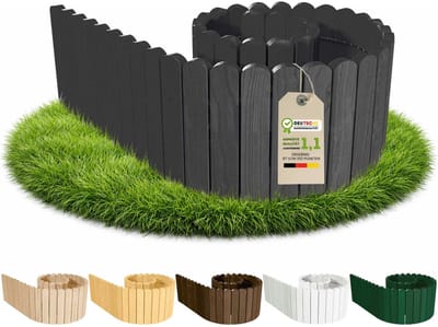 Floranica Flexibele Palissade Borderrand Gazonrand Perkrand 10 cm x 200 cm Antraciet Bloembedrand hout geïmpregneerd