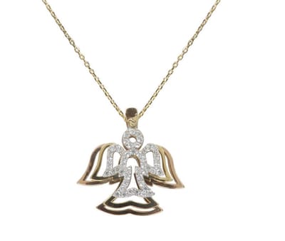 Tricolor gouden zirkonia engel hanger