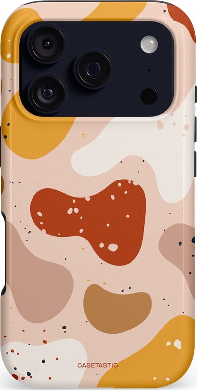 Casetastic hoesje geschikt voor Apple iPhone 17 Pro - MagSafe - Dubbellaagse bescherming - Terrazzoque - Fashion Case - Zand Perzik Okergeel Lichtgrijs