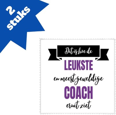 Akyol - leukste coach eruit ziet brillendoekjes - Coach - beste coach - sport - verjaardagscadeau - klein cadeautje - kado - gift - geschenk - verrassing - 17,8 bij 17,8 cm - 2 stuks