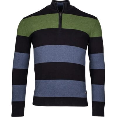 Baileys Trui Half Zip Yarn Dyed Stripe Cotton Groen / male