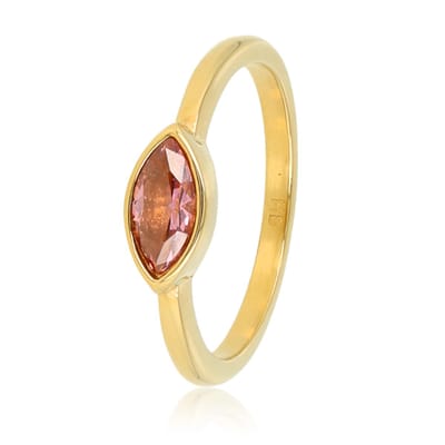 My Bendel - Goudkleurige Ring met Rhodolite Glassteen - Goudkleurige Ring - Rhodolite Glassteen - Vintage Uitstraling - met Luxe Cadeauverpakking | Sieraden Voor Dames | Maat 16.00 Mm / Maat 50