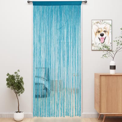 Deurgordijn - Vliegengordijn - Deurhor - Glitter Klamboe - Anti-vliegendeurgordijn - 100 x 200 cm - Met Zilverdraad - Polyester - Blauw - Siergordijn - Horgordijn
