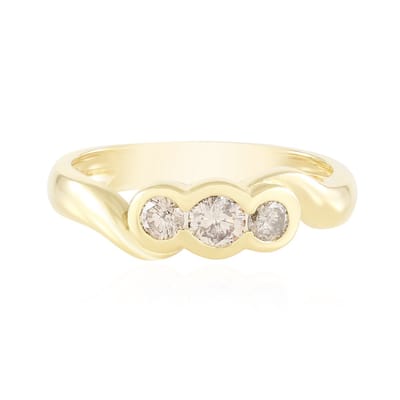 Cavill - Zilveren ring 925 Sterling Zilver - 2 I2 Bruine Diamanten 0,433 ct - Ronde briljant, handgemaakt, verguld - Chocolatediamantenring Afrika