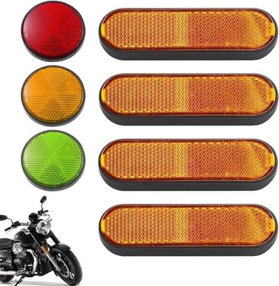 Retro Motorreflectoren - 4 Stuks, 100 mm x 30 mm, Zelfklevend, Hoge Zichtbaarheid, Veiligheid, Felle Kleuren