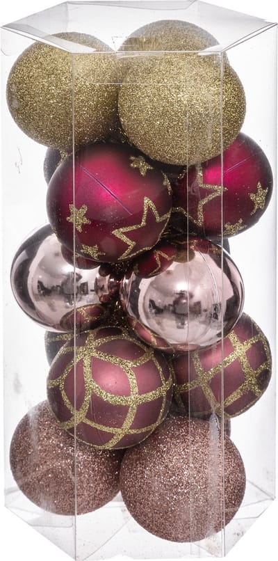 Atmosphera Kerstballen - 15x stuks - champagne/roze/wit/goud - 5 cm - kunststof - kerstversiering - onbreekbare kerstballen