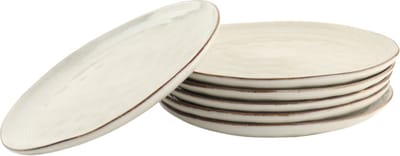 OTIX Ontbijtborden - Bordenset 6 Persoons - Beige - 21cm - Dessertborden - Keramiek - Gebaksbordjes - LILY