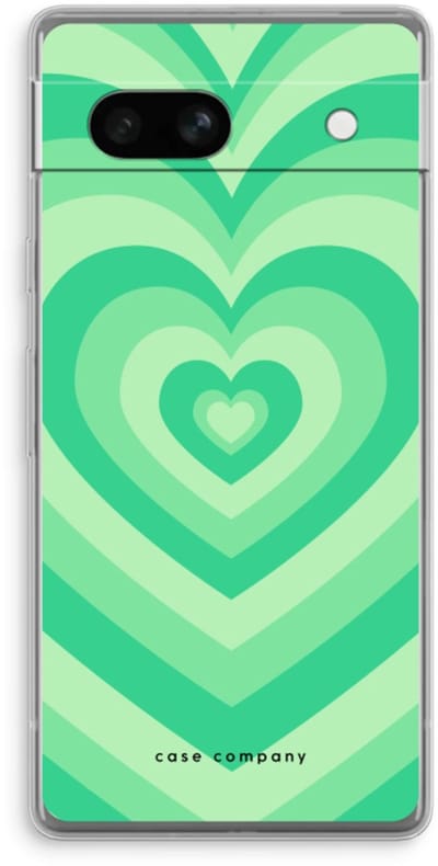 Case Company® - Hoesje geschikt voor Google Pixel 7A hoesje - Hart Groen - Soft Cover Telefoonhoesje - Bescherming aan alle Kanten en Schermrand