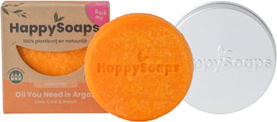 HappySoaps Oil You Need Is Argan – Arganolie Shampoo Bar + Bewaarblikje – Duurzame & Plasticvrije Haarverzorgingsset