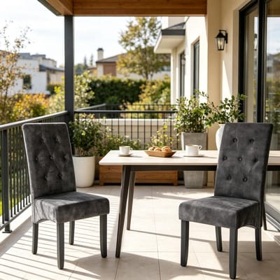 Eetkamerstoelen Set van 2 - Hoge Rugleuning Stoel - Moderne Eetkamerstoel - Keukenstoel - Woonkamerstoel - Dressing Stoel - Ontvangststoel - Comfortabele Stoel - Elegante Interieurstoel - Stoel voor Slaapkamer - Zwart