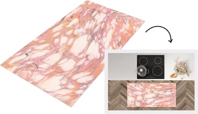 Keukenloper - Loper keuken - Marmer - Paars - Zwart - 120x60 cm - Keukenloper vinyl