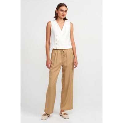 Dames Wijde Tencel Broek met Touwtjes in de Taille