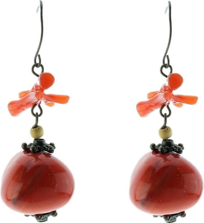 Behave - Rode oorhangers met kraal - Retro stijl - Perfect voor feestjes