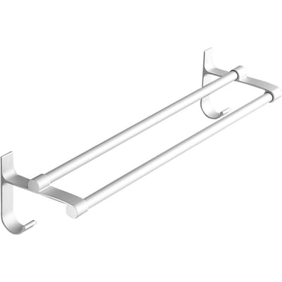 Zilver Wit Dubbele Stang Handdoekrek Aluminium Zonder Boren Badkamer Wandmontage Handdoek Ophangen
