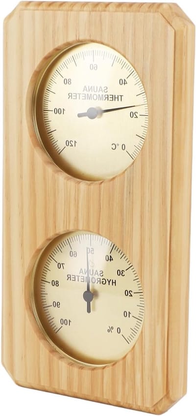 Nauwkeurige houten sauna thermometer voor wandmontage, realtime monitoring van temperatuur en luchtvochtigheid, ideaal voor wellness en ontspanning