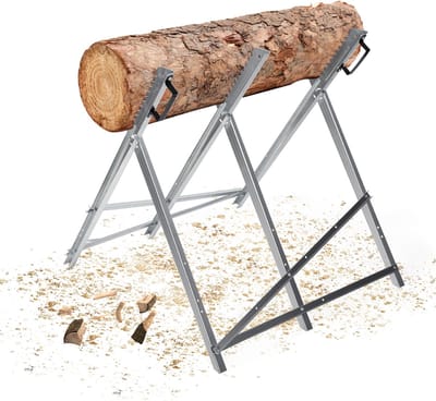 Opklapbare verzinkte zaagbock - 79,5x82x80 cm - met 3 houders en tanden - tot 150 kg - zaaghulpmiddel