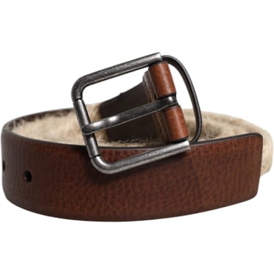 Dolce & Gabbana Bruin Jute Leer Gevlochten Metalen Gesp Riem