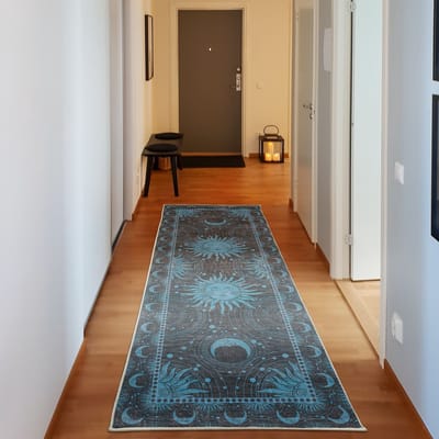 ABAKUHAUS Vloerkleed - Woonkamer Tapijt – Hoogpolig – 76 x 229 cm – Hemel