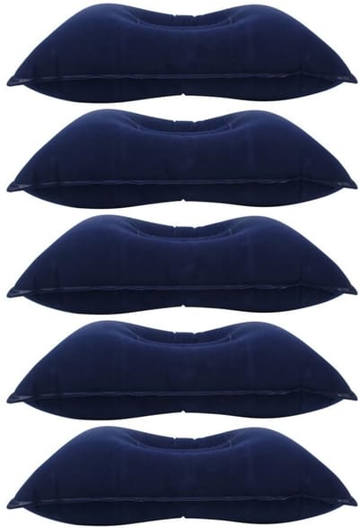 Dailygoods- Neksteunen 5-delig - Opblaasbaar Reiskussen - Opvouwbaar Campingkussen - Fluweelzachte Bekleding - Voor Vliegreizen - Comfortabel Slapen