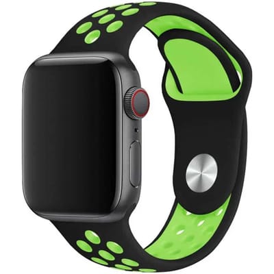 2+1 | Apple Watch Bandje Stryde - Dubbel - Siliconen - Zwart Groen