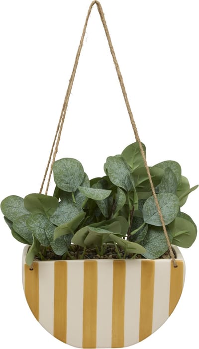 Atmosphera Kunstplant Hangplant Chéri met keramieken pot - 21x10x27cm - Oranje