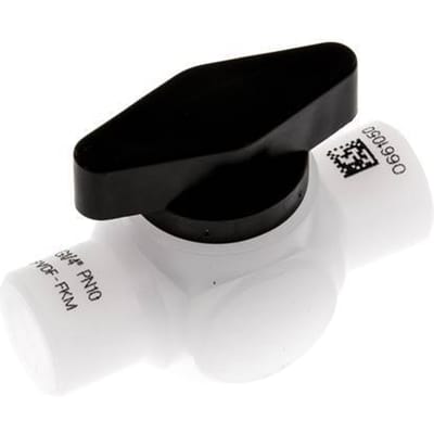 PVDF 2-Weg Kogelkraan G 1/4'' FKM Vacuüm