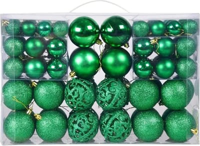 Livano Kerstballen - Kerstversiering - Plastic - Groen - Kerstballenset - 100 stuks