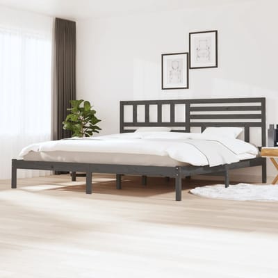 vidaXL - Bedframe - massief - grenenhout - grijs - 200x200 - cm