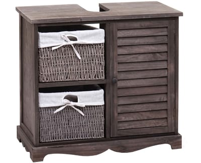 Wastafelonderbouw MCW-H20, badkamer wastafel, massief houten korflade 60x65x31cm ~ shabby grijsbruin