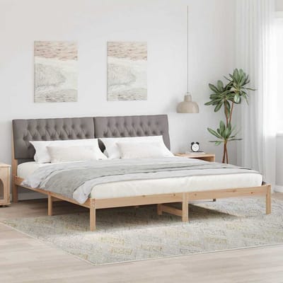 vidaXL - Bedframe - met - Gevoerde - Hoofdbord - Bruin - 200 - x - 200 - cm