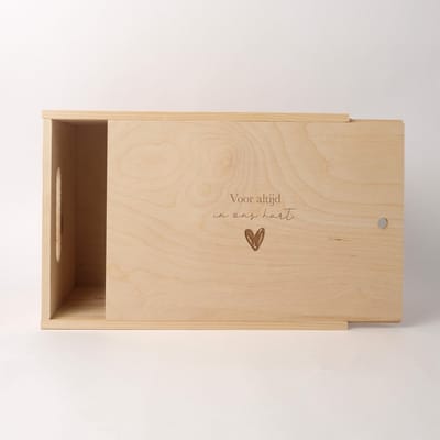 Memory box baby - Houten opbergkist - Voor altijd in ons hart - Herinneringsbox - Kraamcadeau - Grote stevige houten opbergkist - Herinneringsdoos