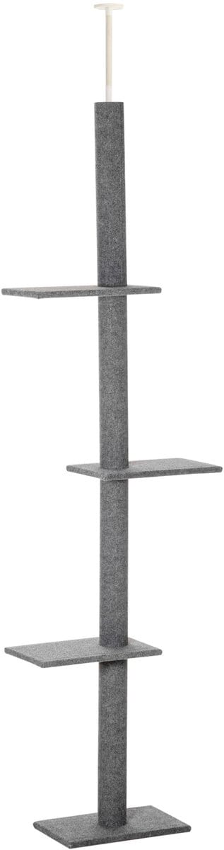 Wishdor - Kattenkrabpaal - hout - meerdere niveaus - 43L x 27B x 228-260H cm grijs