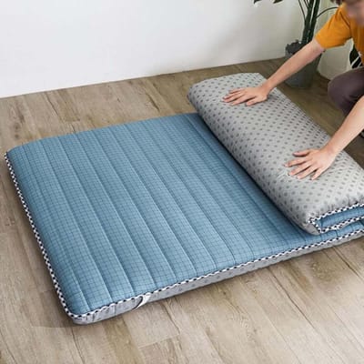 Japanse Vloermatras - Tatami Mat Slaapmat - Comfortabel Slapen - Drielaagse Vulling - 180x200cm - Grijs