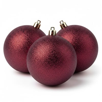 4x Donkerrode kunststof kerstballen 10 cm - Glitter - Onbreekbare plastic kerstballen - Kerstboomversiering donkerrood