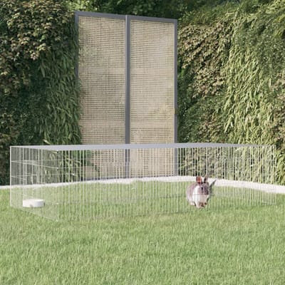 vidaXL - Konijnenkooi - met - 2 - panelen - 220x110x55 - cm - gegalvaniseerd - ijzer