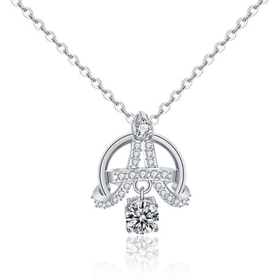 Accessoires 925 sterling zilveren ketting dames alles sleutelbeen van de Eiffeltoren choker mode diamanten hanger Instagram white